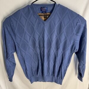 Pendleton Sweater Mens XL Cadet Pima Cotton Knit Argyle V Neck Pullover